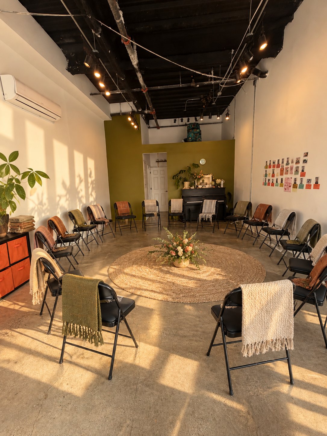 Styled concept of a chair circle in the RISE main room